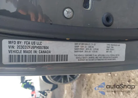 2023 Dodge Challenger R/T Scat Pack z USA, uszkodzony, nr VIN 2C3CDZFJ6PH557804